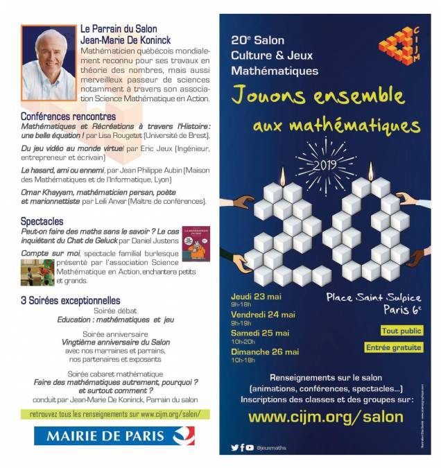 « Jouons ensemble aux mathématiques » du 23 au 26 mai 2019