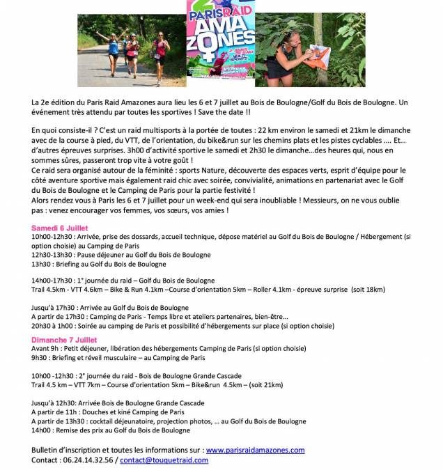 Entraînement le mardi 21 mai 2019 au Golf du Bois de Boulogne avec le Paris Raid Amazones